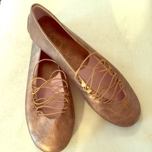 bronze flat shoes